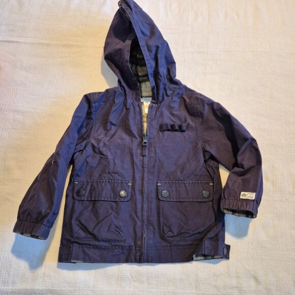Janie and Jack boys size 2T - 3T navy on 1 side plaid on the other 2010 VGUC - Picture 1 of 8
